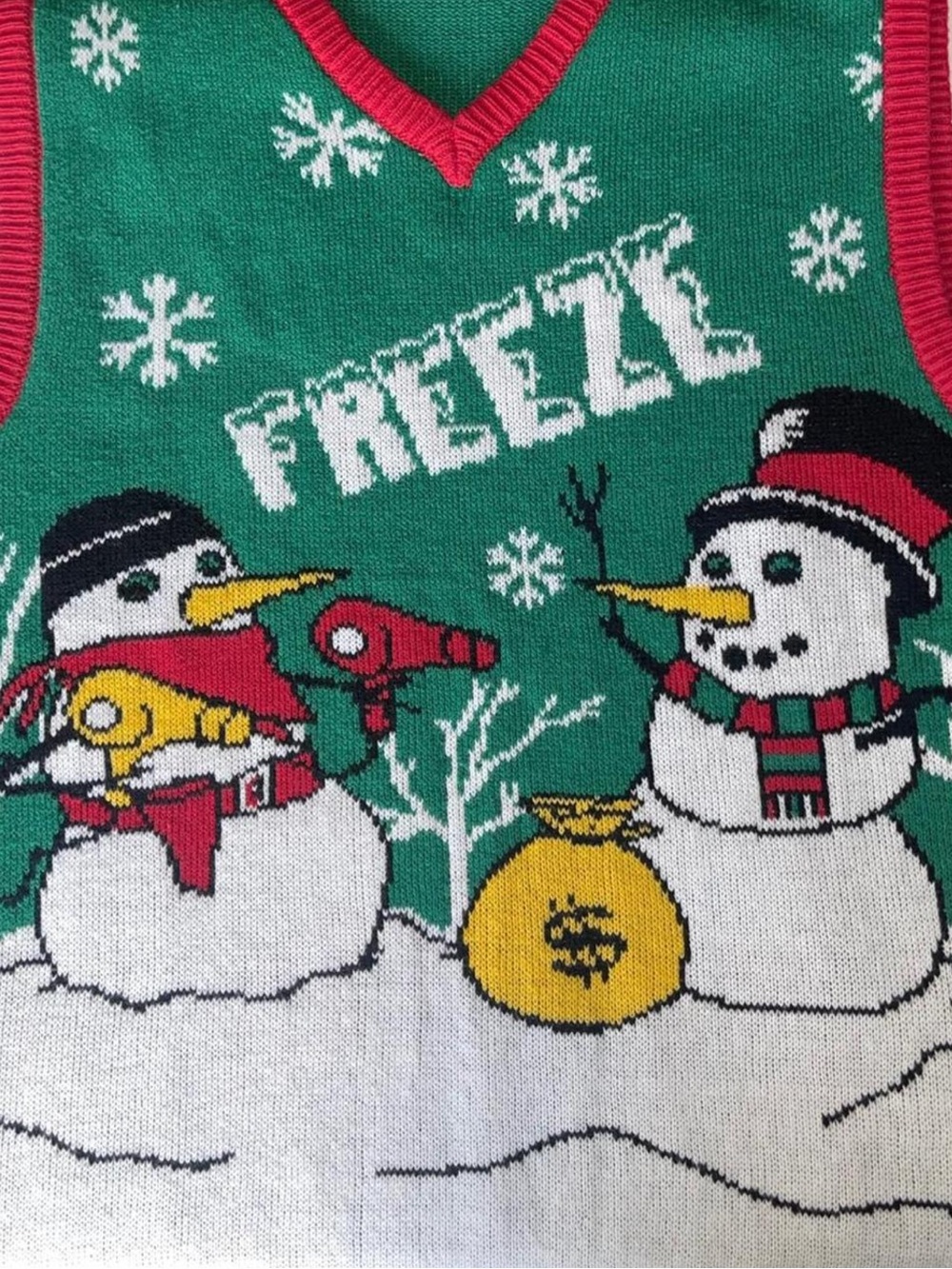 Ugly Christmas Sweater Vest Funny Snowman
Medium Green and Red